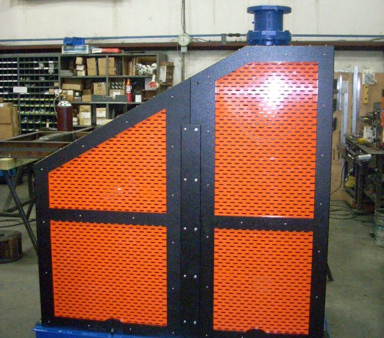 Horizontal Belt Guard Tapered 2-Piece Guard on a Gorman Rupp Package