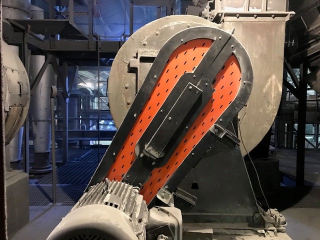 Vented center split mounted belt guard installed at a steel mill.