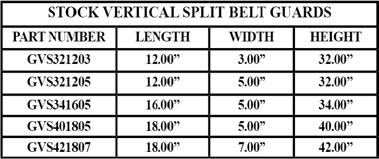 Stock Vertical Split Belt Guards